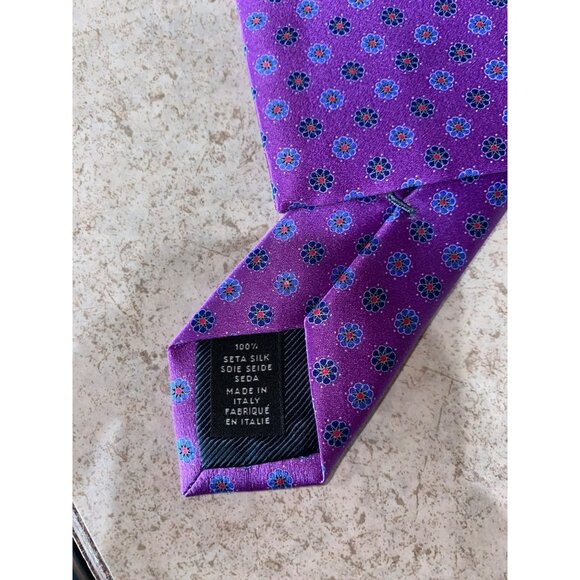 Ermenegildo Zegna Purple Patterned Silk Mens Tie 60" Made In Italy - Picture 4 of 13